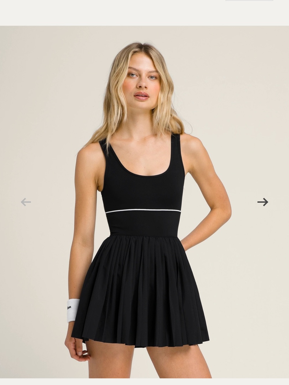 Black Scoop Neck Tennis Dress with Contrast Waist NWT